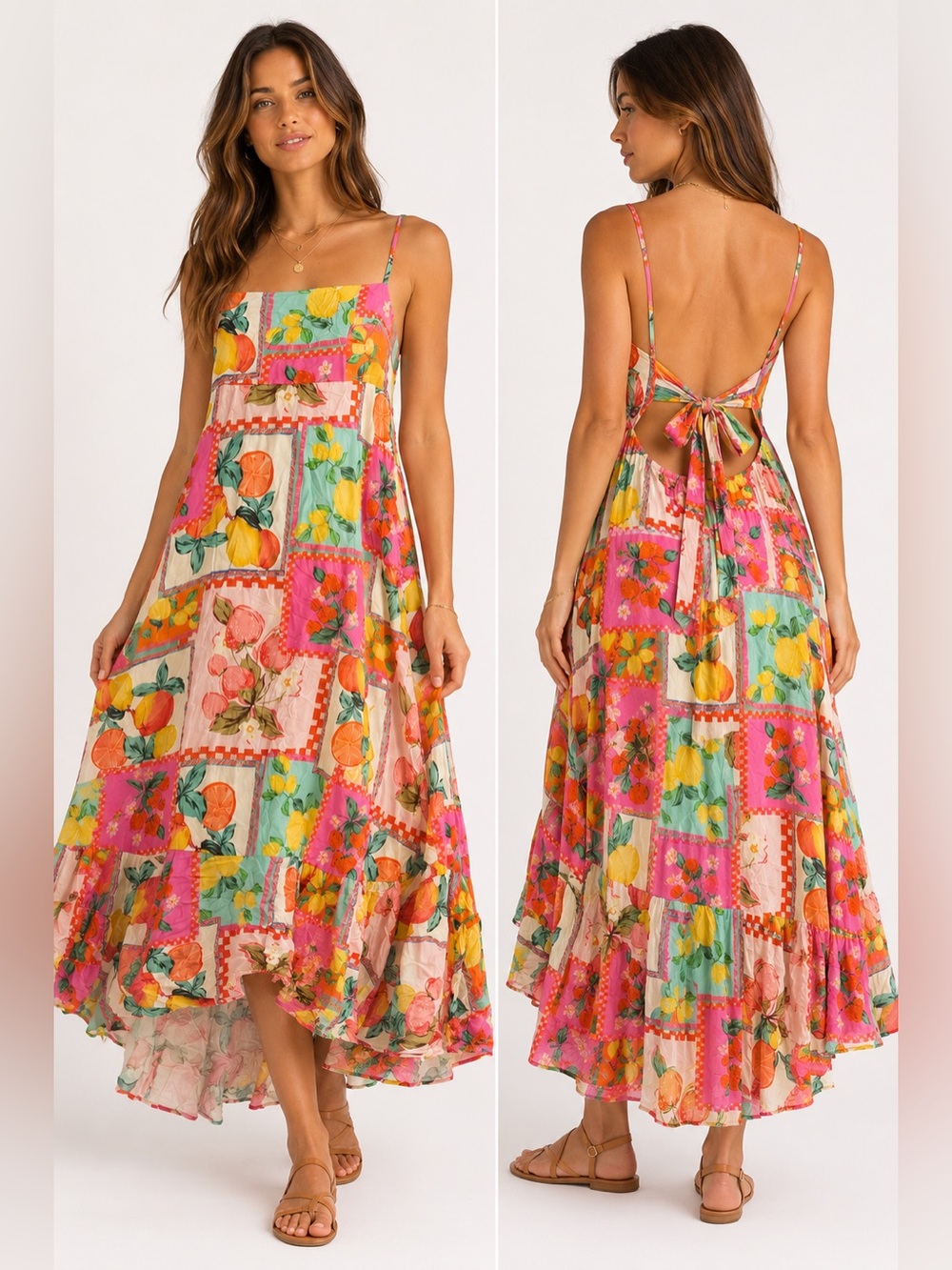 Paper Heart | Citrus Patchwork | Open Back Maxi Dress